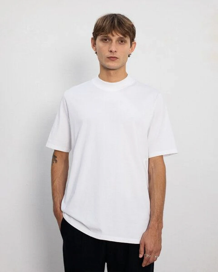 Rotholz Basic T-Shirt mit breitem Kragen Bio Baumwolle