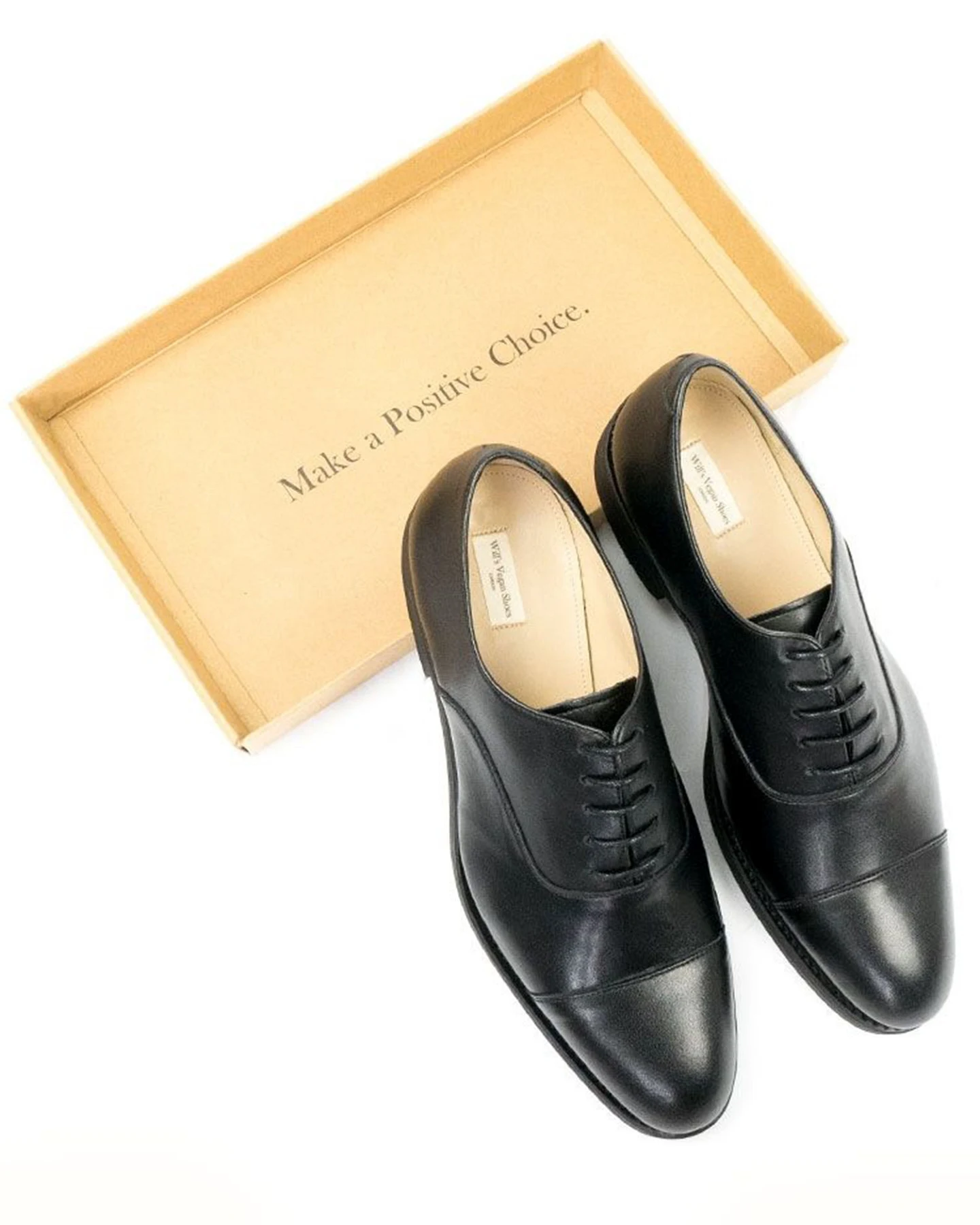 Will's Vegan Store Herren vegan Oxford Schuhe Goodyear Welt Schwarz – Ansicht 2