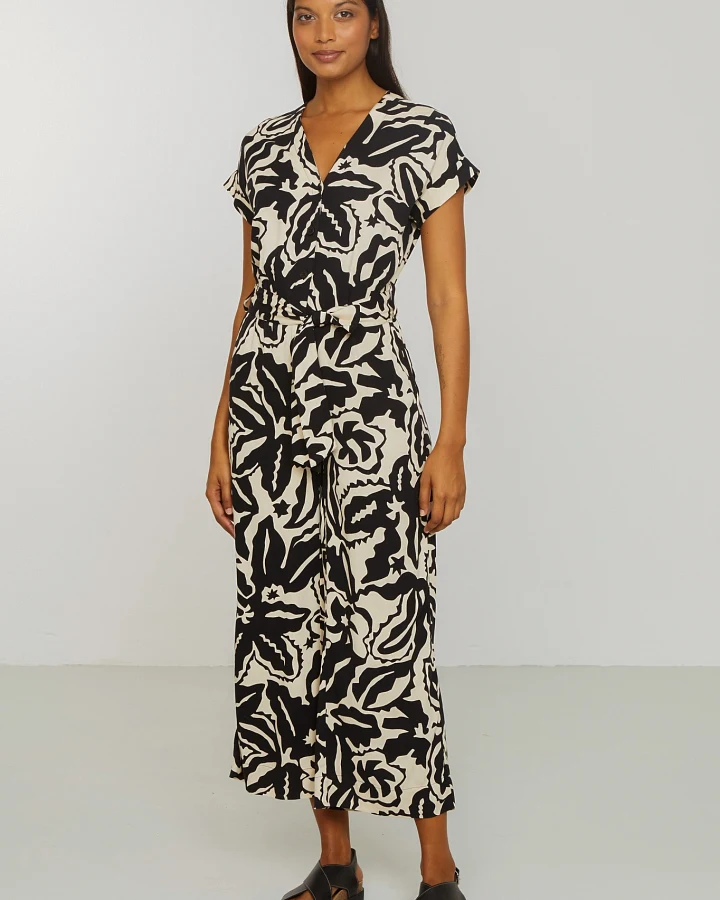 Recolution Damen vegan Jumpsuit Dianella Botanical Schwarz