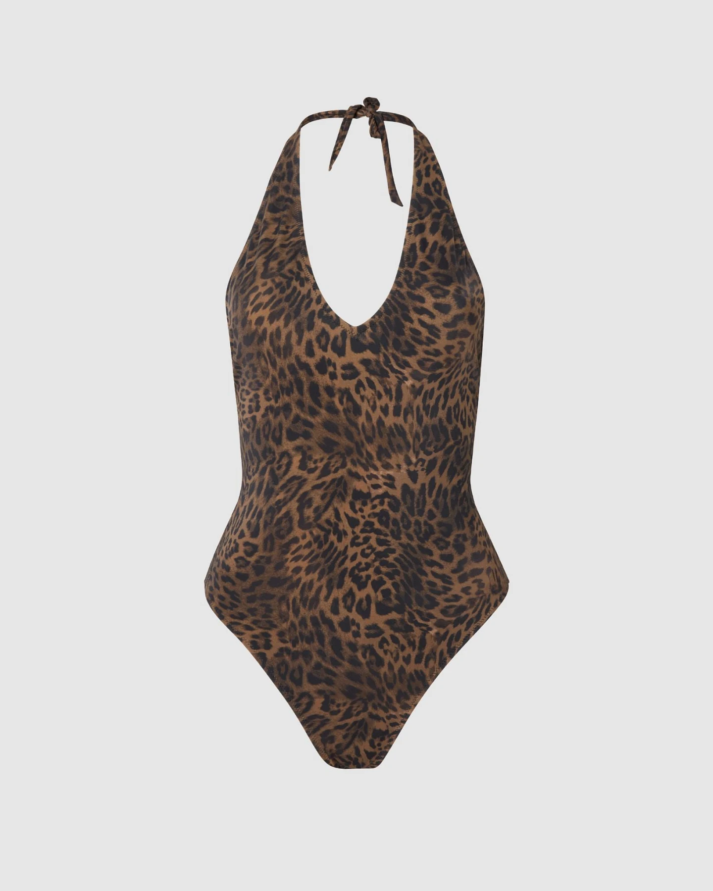 Understatement Damen vegan Badeanzug Neckholder Dark Leopard – Ansicht 2