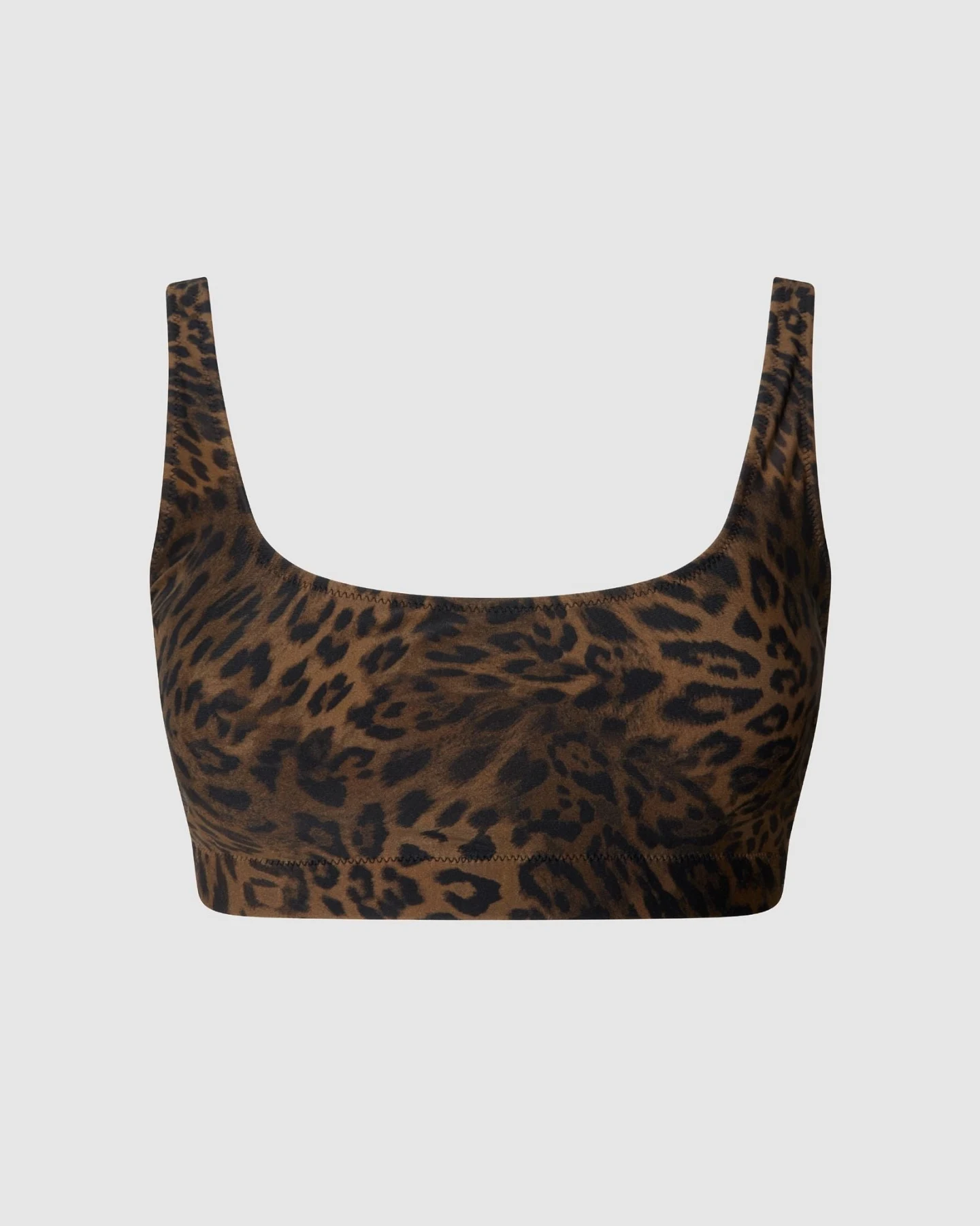 Understatement Damen vegan Bikinioberteil Scoop Verstellbar Dunkel Leopard – Ansicht 2