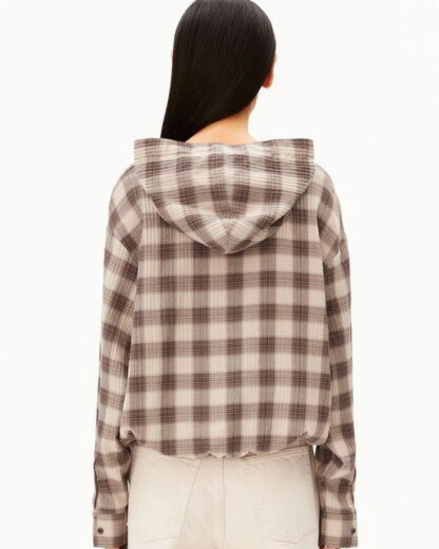 ARMEDANGELS CHECK HOODED Damen Bluse aus Bio-Baumwoll Mix – Ansicht 2