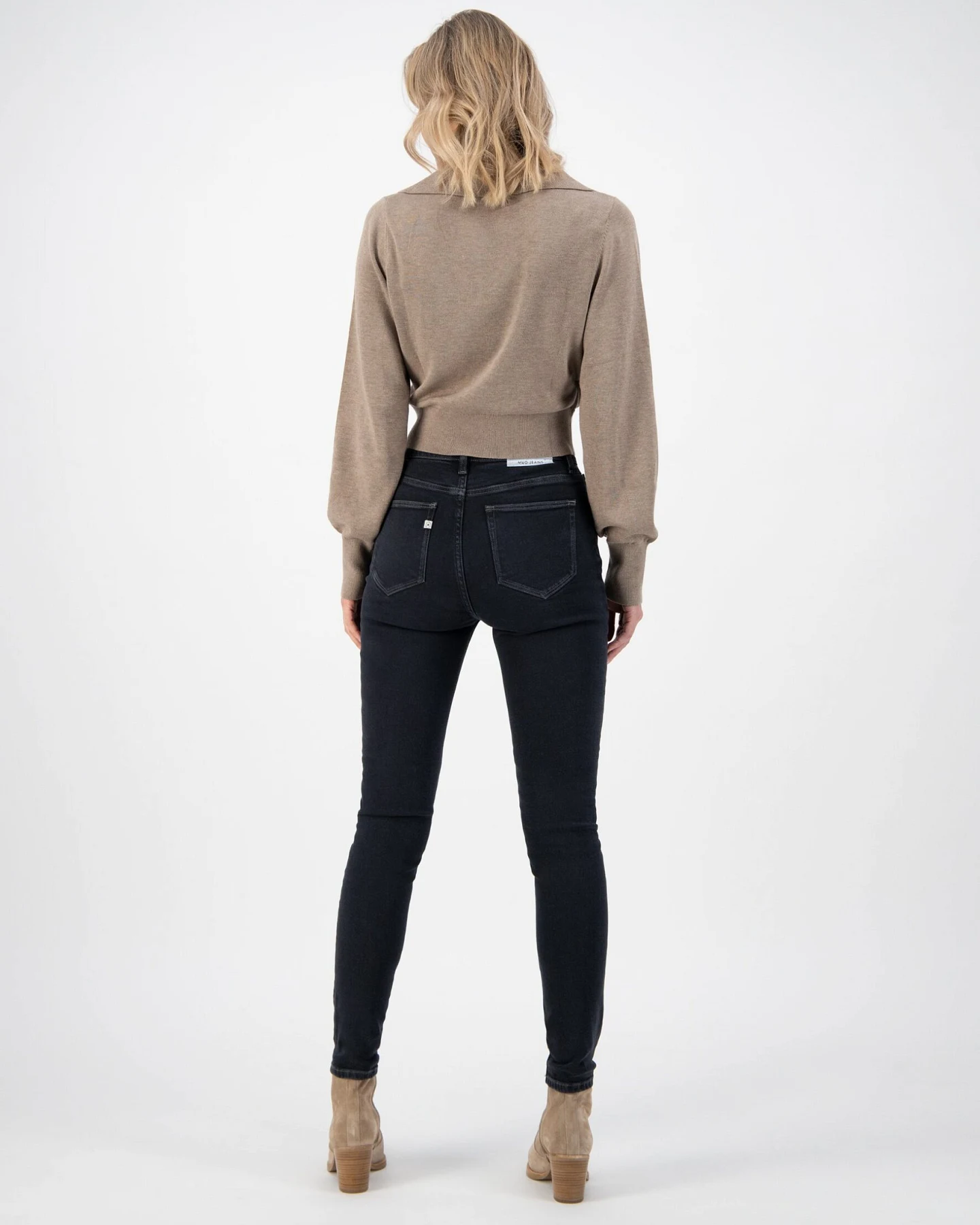 MUD Jeans Damen vegan Jeans Sky Rise Skinny Stone Schwarz – Ansicht 2