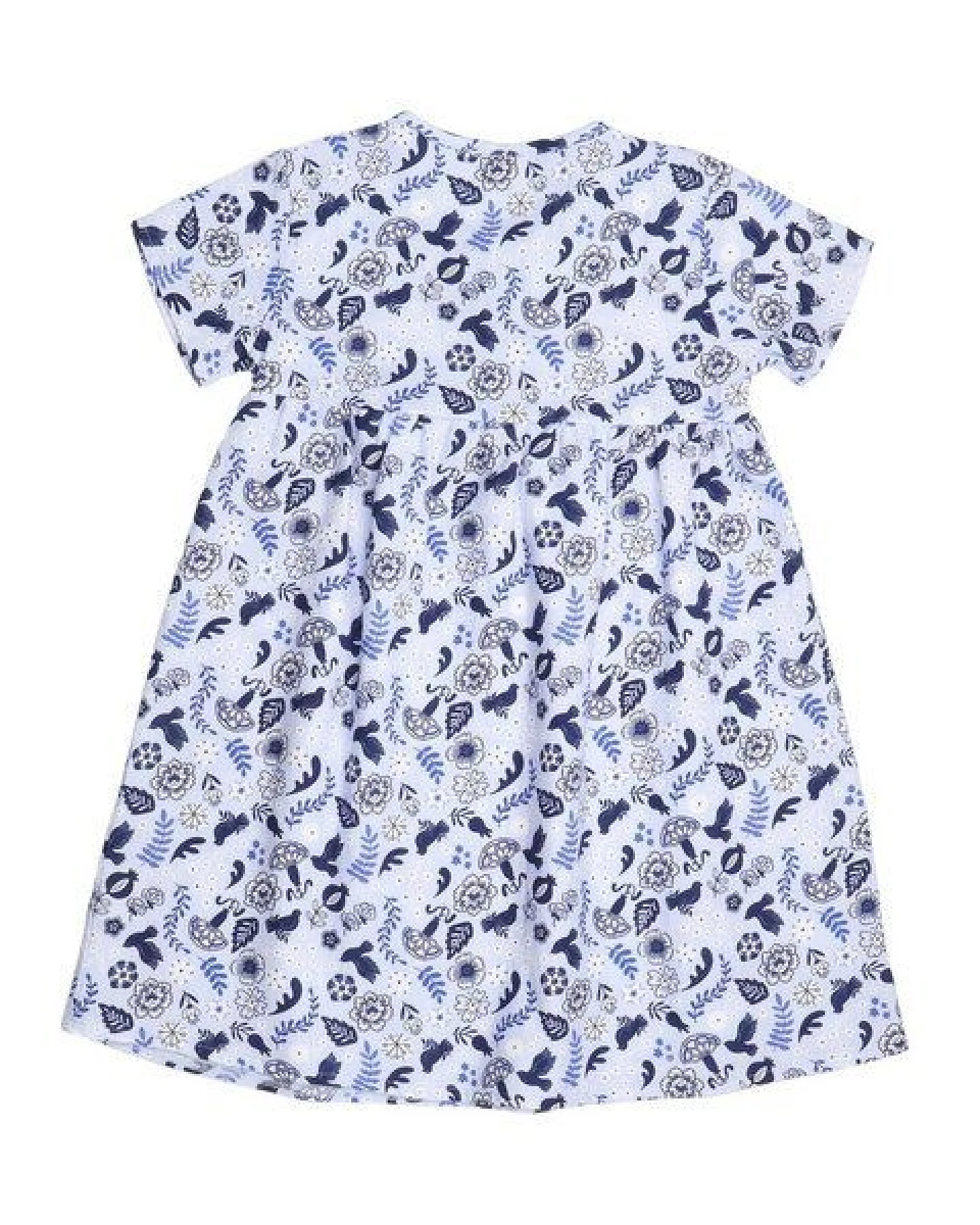 Kinder Kleid GOTS-zertifiziert aus Bio-Baumwolle, Blue Birds and Flowers, kurzarm, leicht & sommerlich – Walkiddy – Ansicht 4