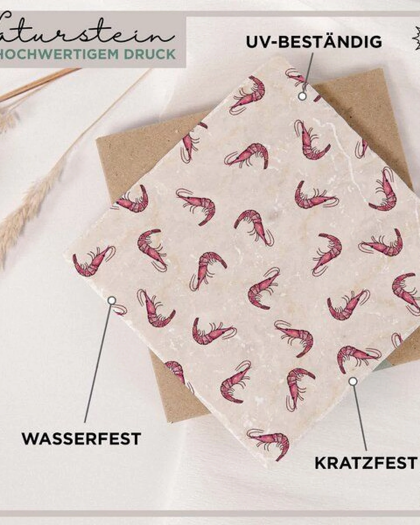 LIGARTI Fliesenuntersetzer – Shrimp Cocktail – Ansicht 2