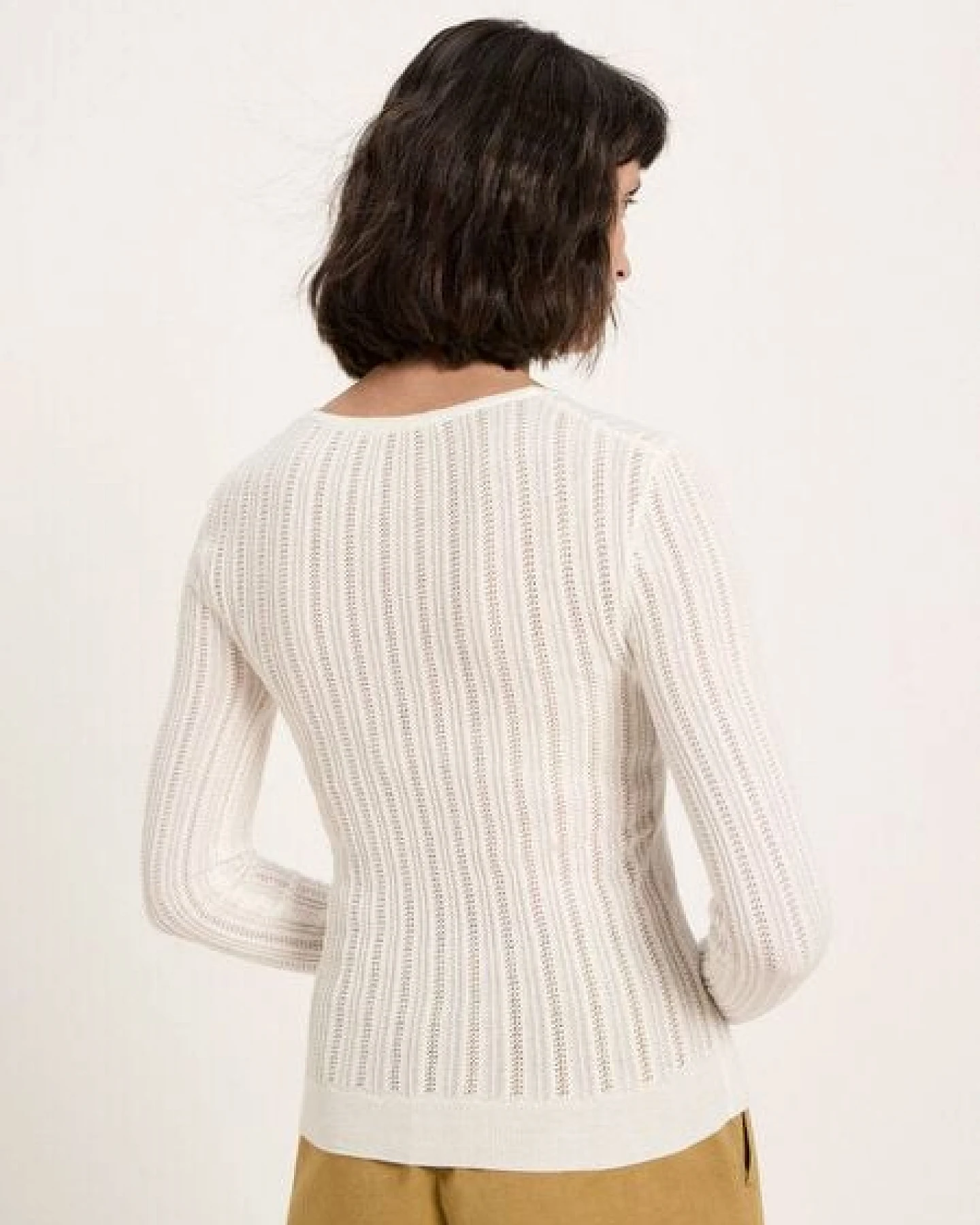 LANIUS Pointelle-Pullover aus Bio-Baumwolle – Ansicht 2