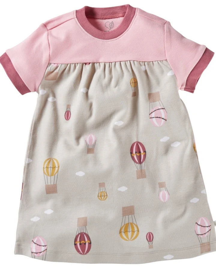 Kinder Kleid Kurzarm Bio-Baumwolle Ballon rosa Gr.122/128