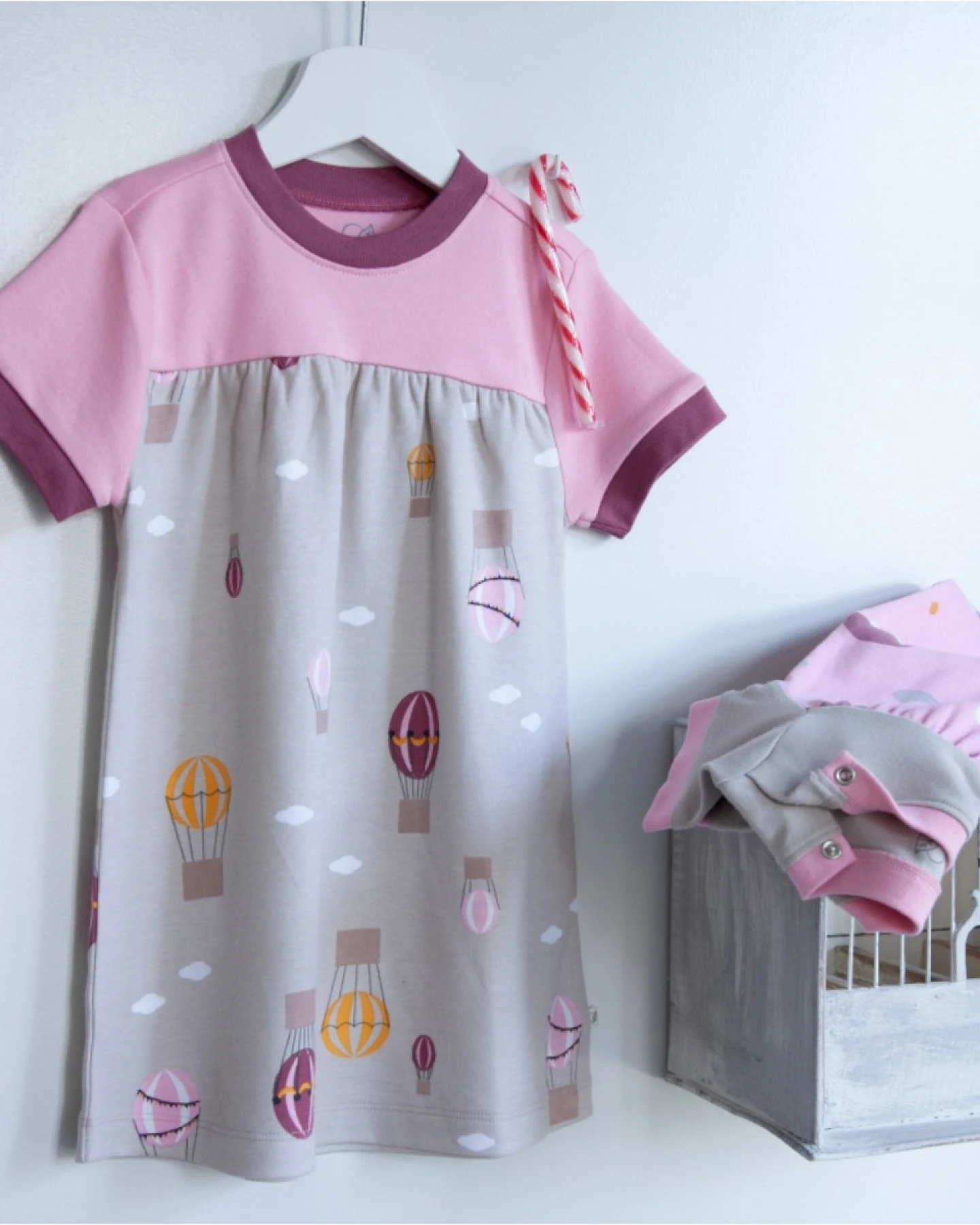 Kinder Kleid Kurzarm Bio-Baumwolle Ballon rosa Gr.122/128 – Ansicht 2