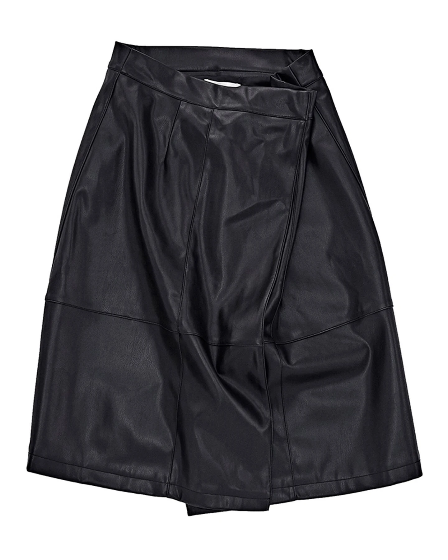 Will's Vegan Store Damen vegan Sweep-Lederrock Schwarz – Ansicht 2
