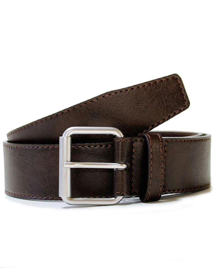 Will's Vegan Store Herren vegan Gürtel 4 Cm Jeans Dunkelbraun