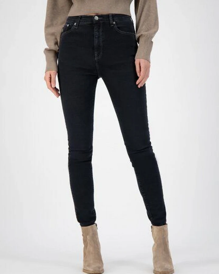 MUD Jeans Damen Jeans "Sky Rise Skinny - Stone Black"