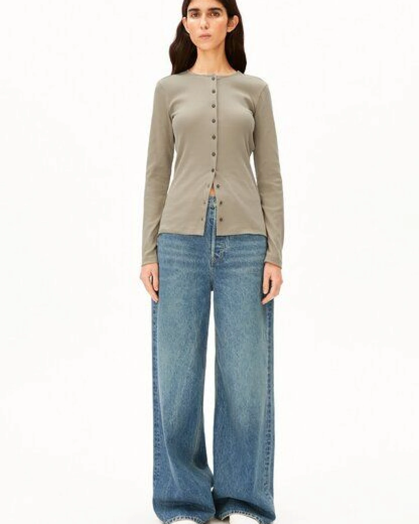 ARMEDANGELS RIB BUTTON Damen Longsleeve aus Bio-Baumwoll Mix – Ansicht 4