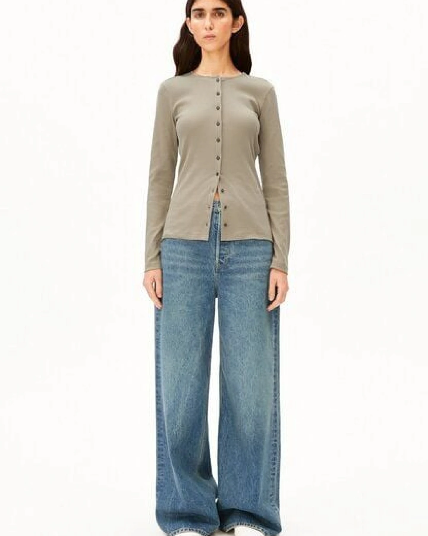 ARMEDANGELS RIB BUTTON Damen Longsleeve aus Bio-Baumwoll Mix – Ansicht 4