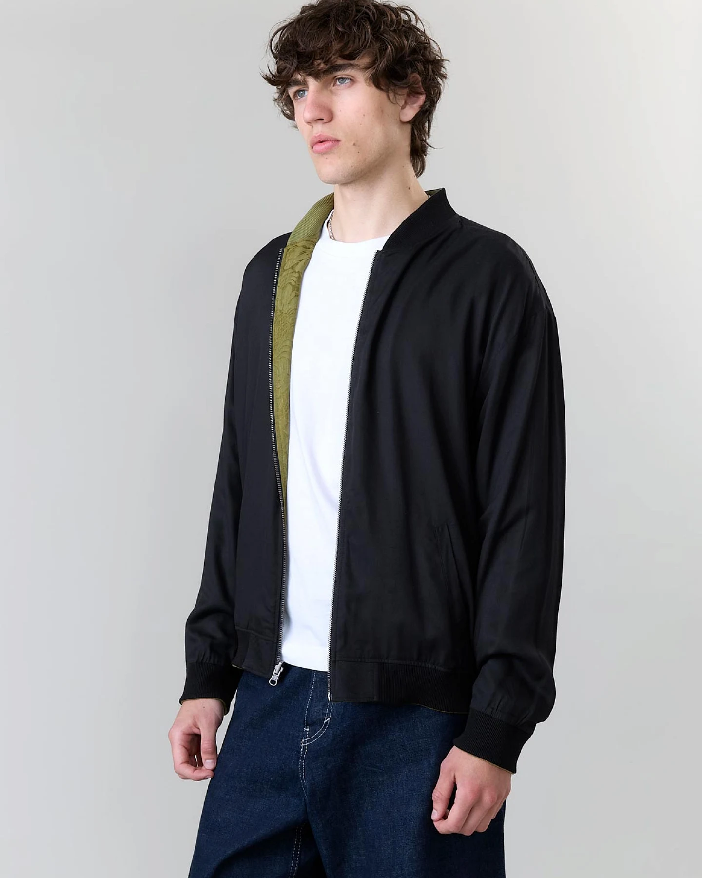 Yahmo Herren vegan Jacke Bomber Reversible Fred Moss/Schwarz – Ansicht 2