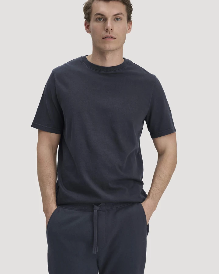 hessnatur Herren Heavy Jersey Shirt Relaxed aus Bio-Baumwolle - blau - Größe 46
