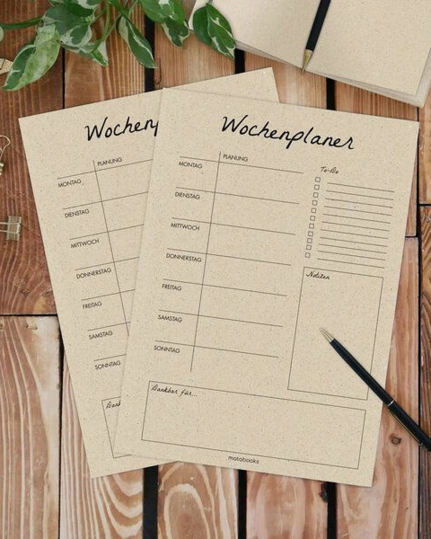 matabooks® Kalender undatiert A4 aus Graspapier – Wochenplaner – Ansicht 3