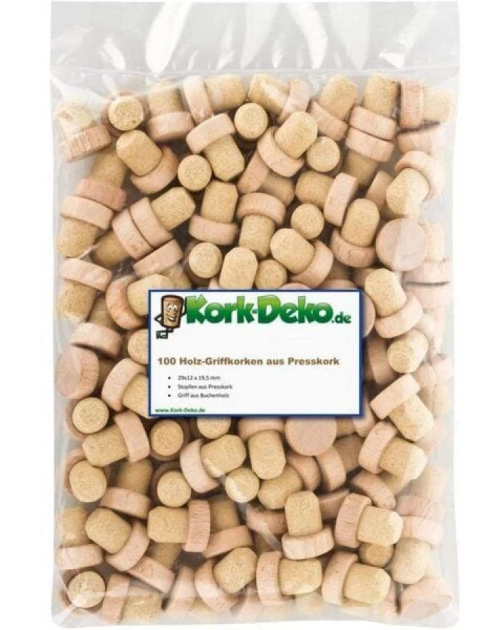 Kork-Deko Griffkorken mit Holzgriff 19,5mm