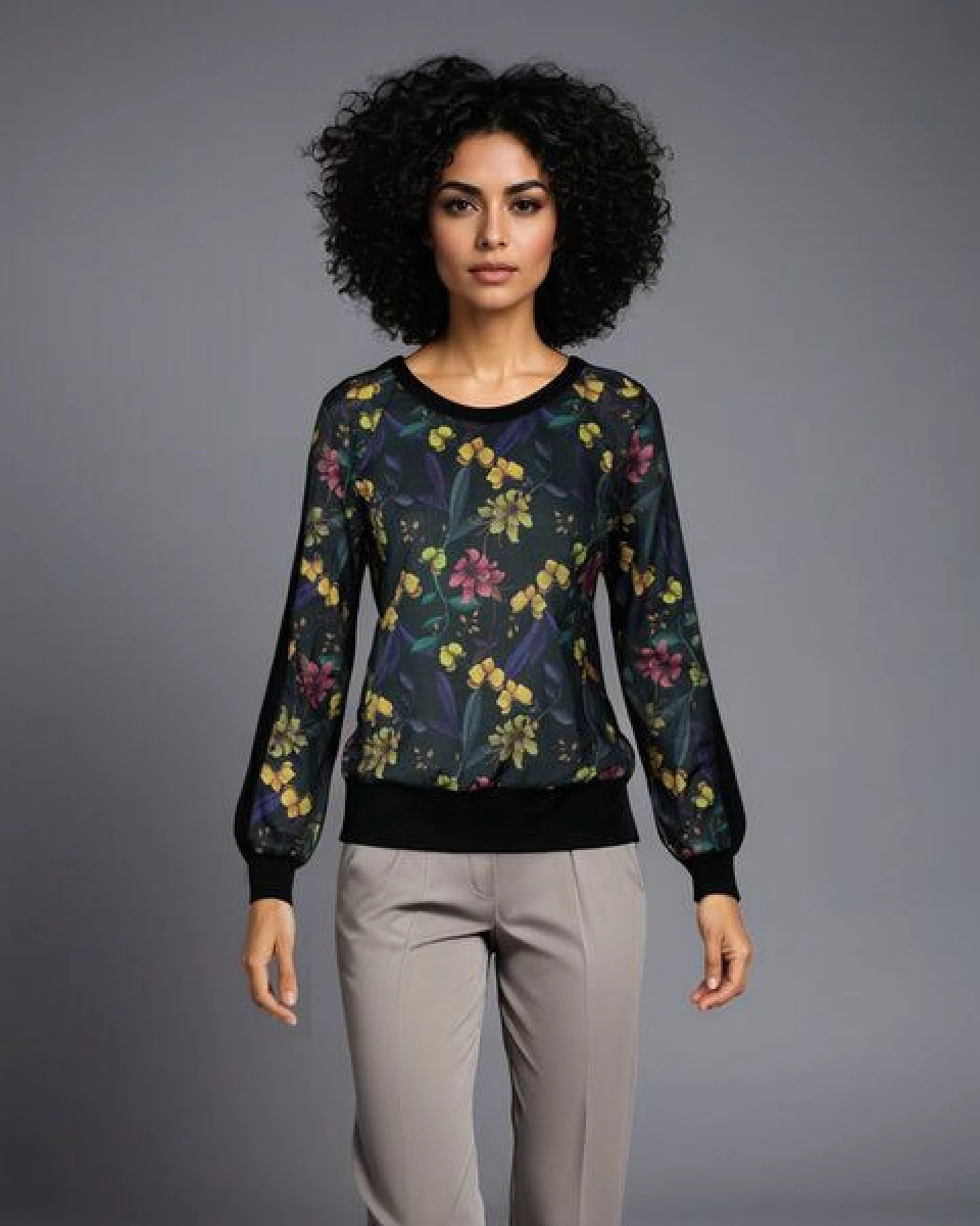 ART Bluse aus Bio Baumwolle - Night Orchidee von Lasalina – Ansicht 2