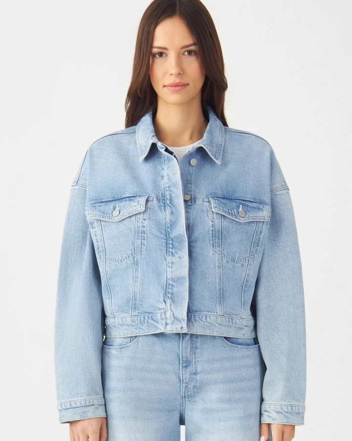 Dawn Damen vegan Boxy Jacke Amara Hellblau