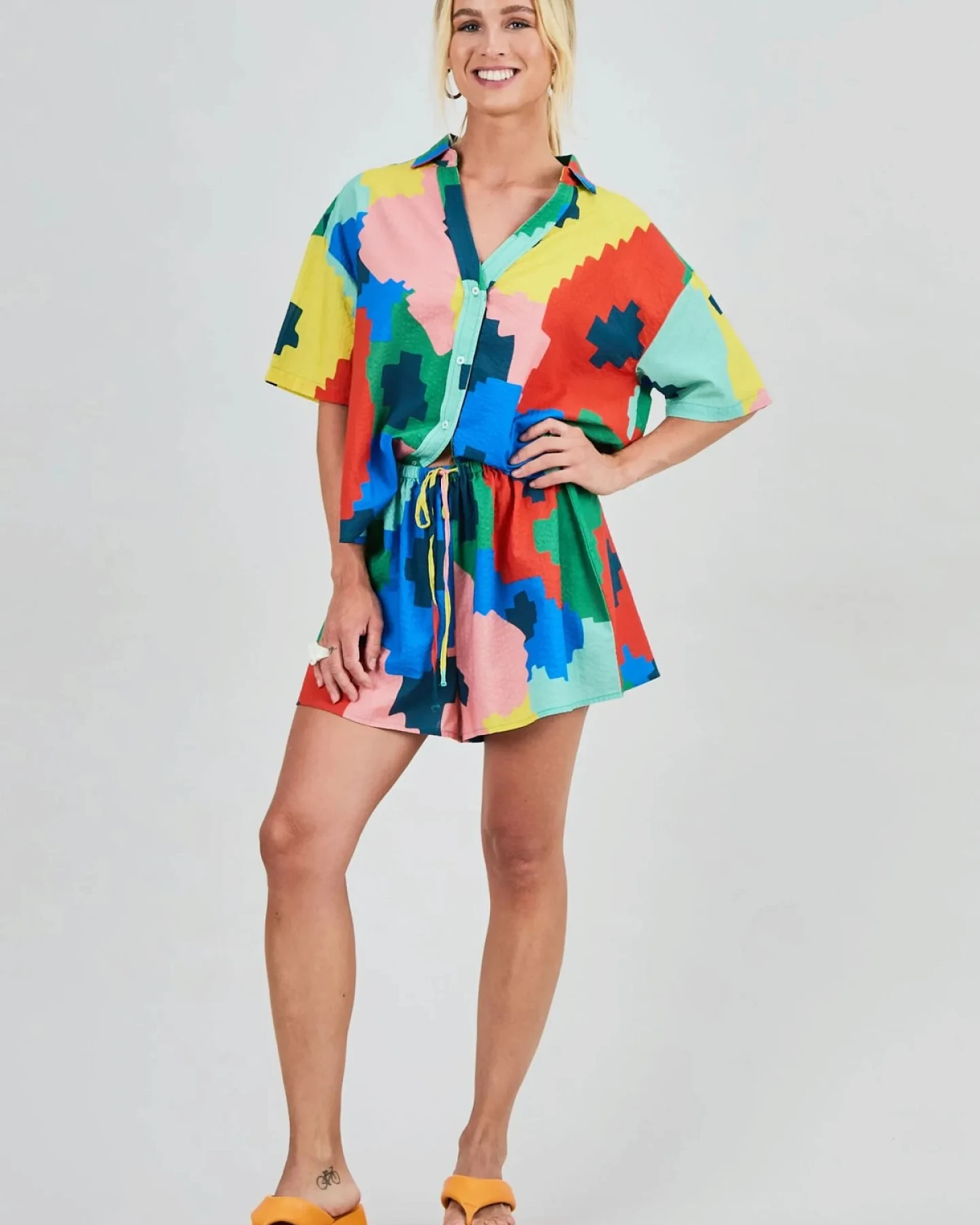Shorts Maxi Flower Bali Loose Blau – Ansicht 3