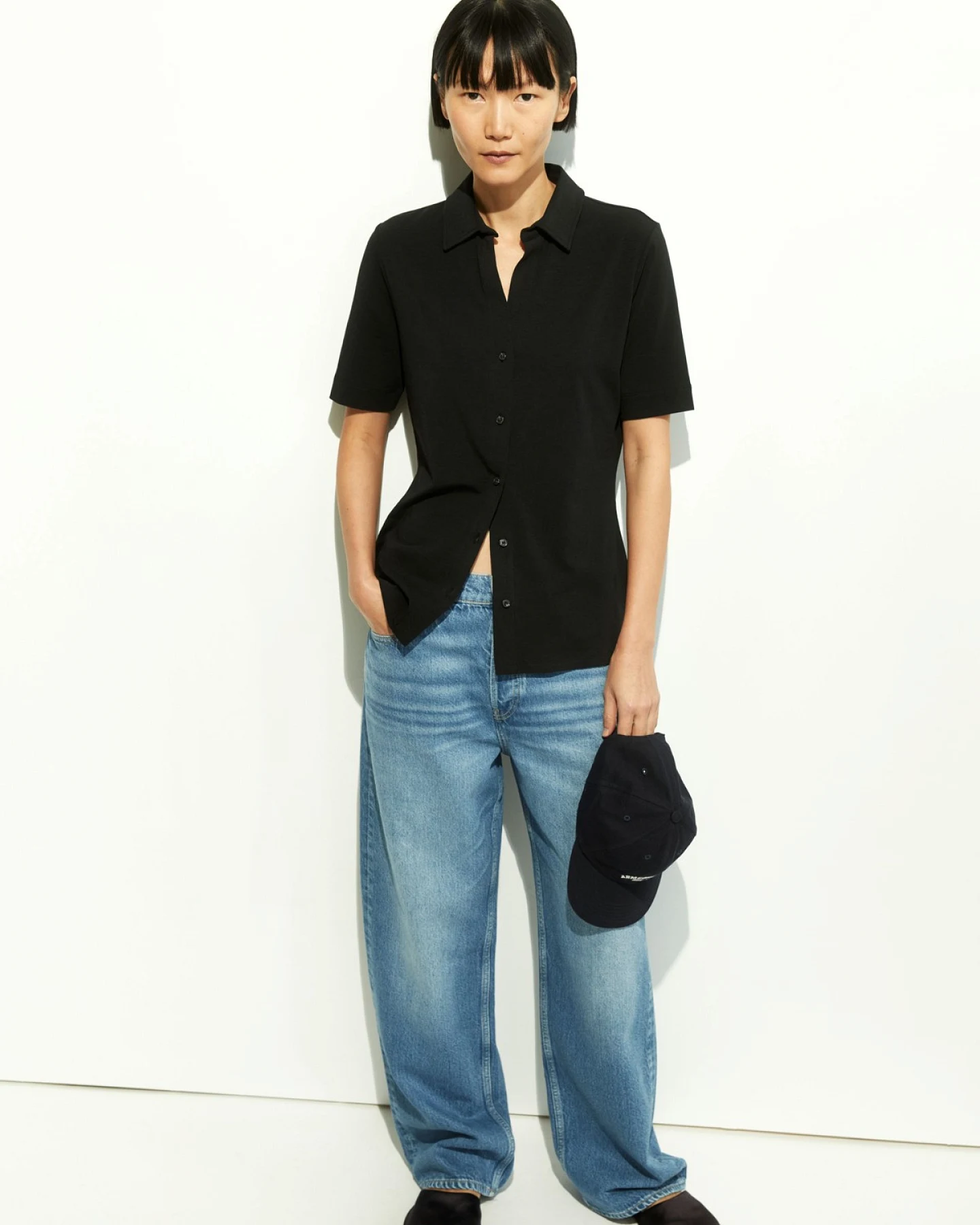 Bluse Kurzarm Nalitaa Schwarz – Ansicht 4