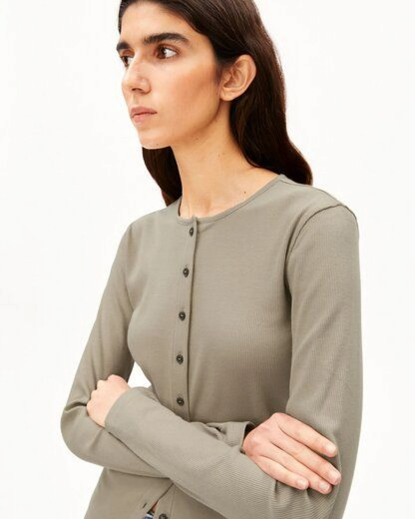 ARMEDANGELS RIB BUTTON Damen Longsleeve aus Bio-Baumwoll Mix – Ansicht 3