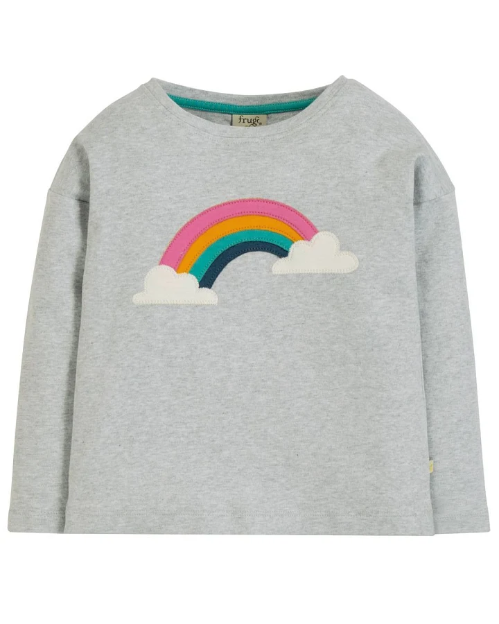 Bethany Boxy Top Grey Marl/Rainbow 92/98