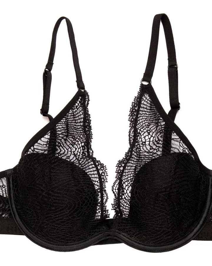 Silver Lace Wine Bra Black 70B