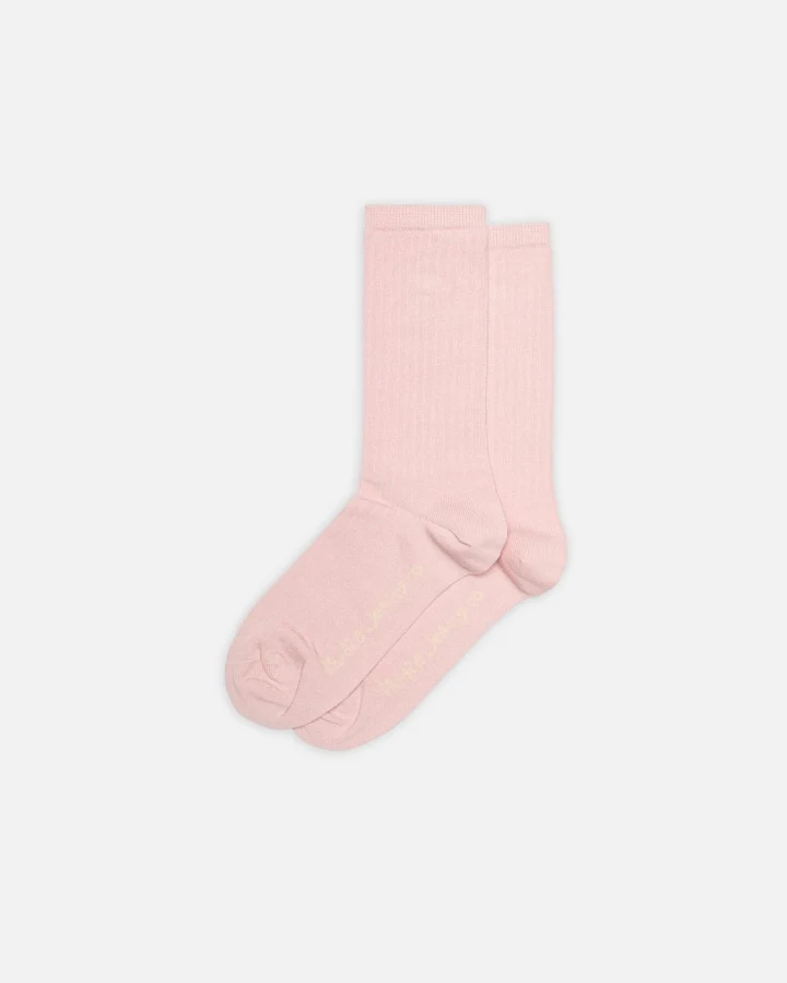 Women Cotton Ribbed Socks Pink One Size