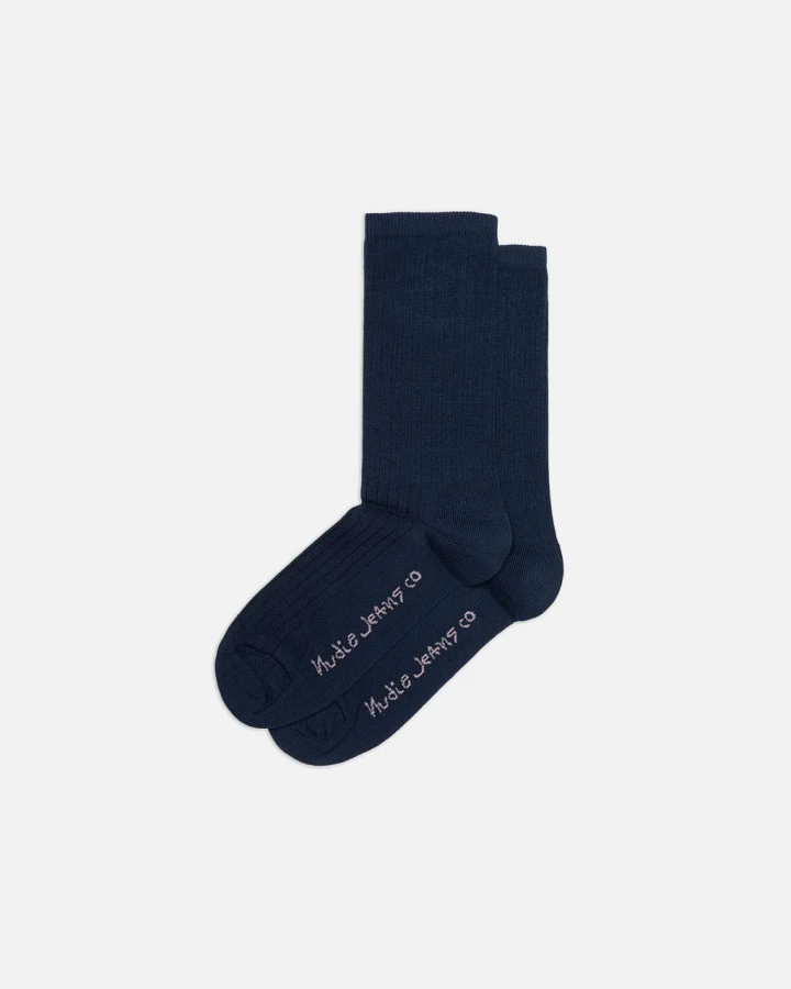Women Cotton Ribbed Socks Dark Blue One Size