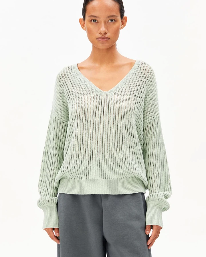 Linen Blend Knit Sweater Foam L