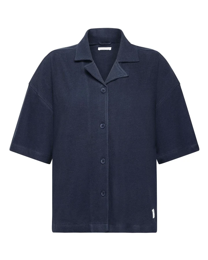 Relaxed Bouclé Short Sleeve Shirt Night Sky S