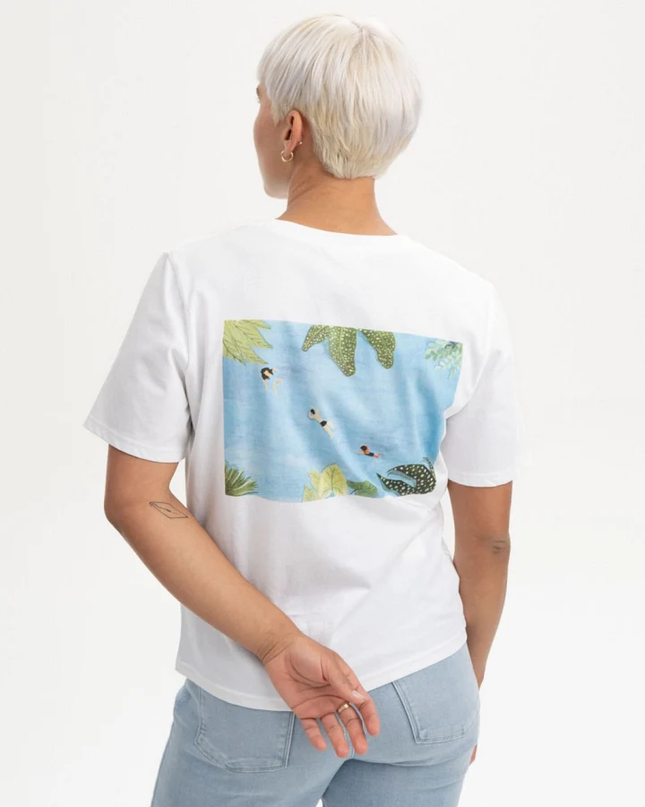 Damen T-Shirt Artist Edition Atelier Mave Weiß-Print Secret Lake XS