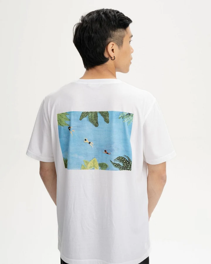 Herren T-Shirt Artist Edition Atelier Mave Weiß-Print Secret Lake L