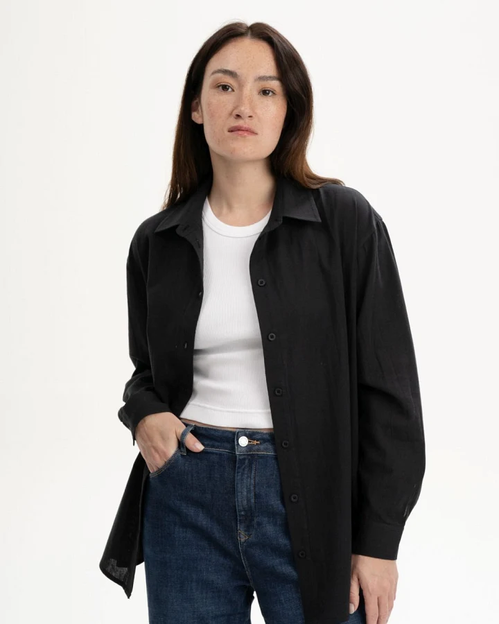 Bluse Style Naitee Holzkohle Schwarz L