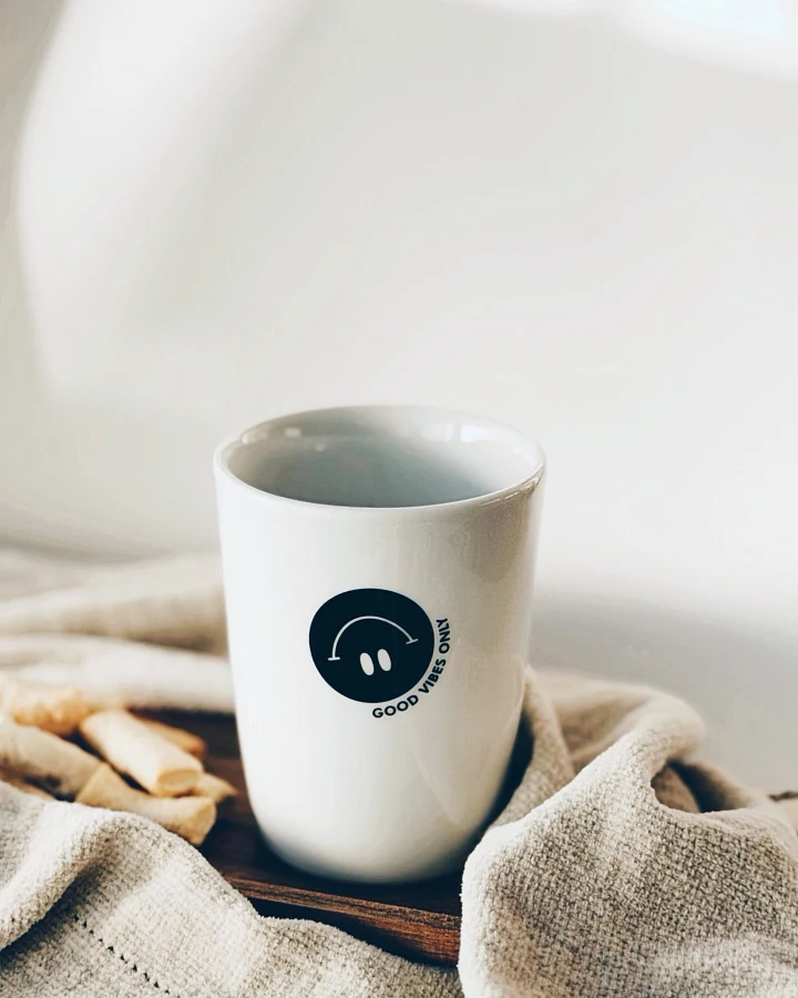 Becher Tasse Porzellan Smiley - Good Vibes Only Rosa