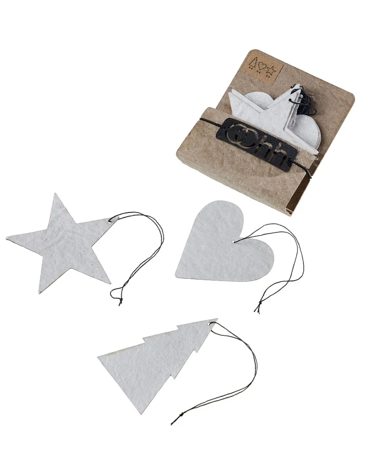 Envelope Pulp Christmas Ornaments 12 Stück White