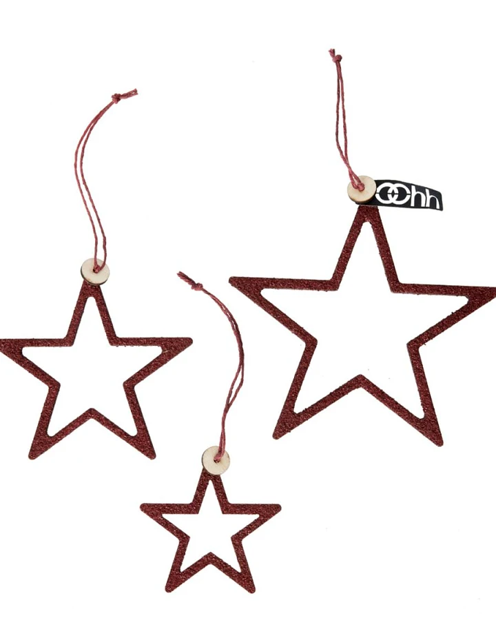 Woodz Christmas Stars 3er Set Wine