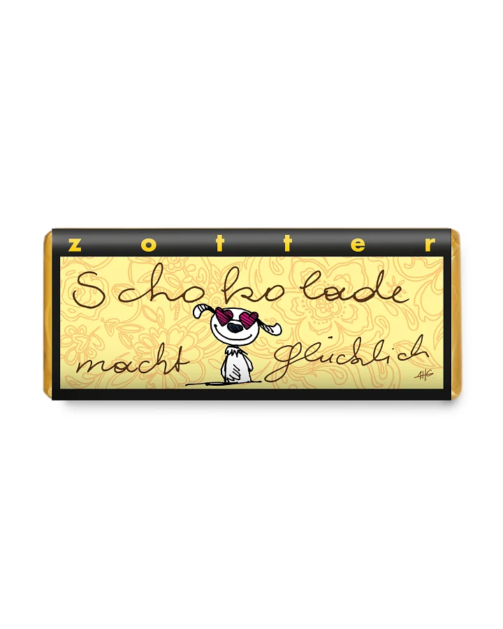 Handgeschöpfte Schokolade Schokolade macht glücklich Salzkaramell 70g