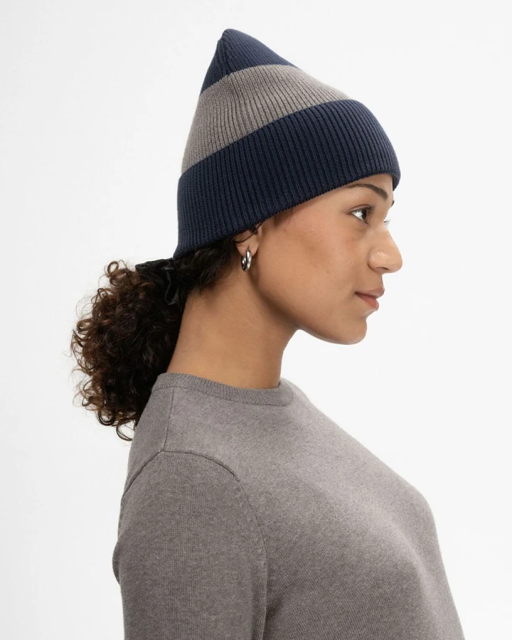 Unisex Strickmütze Gestreift Kali Navy/Bear Melange Onesize
