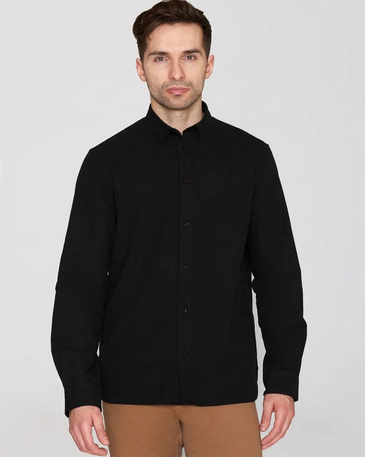Harald Small Owl Oxford Regular Fit Shirt Black Jet XXL