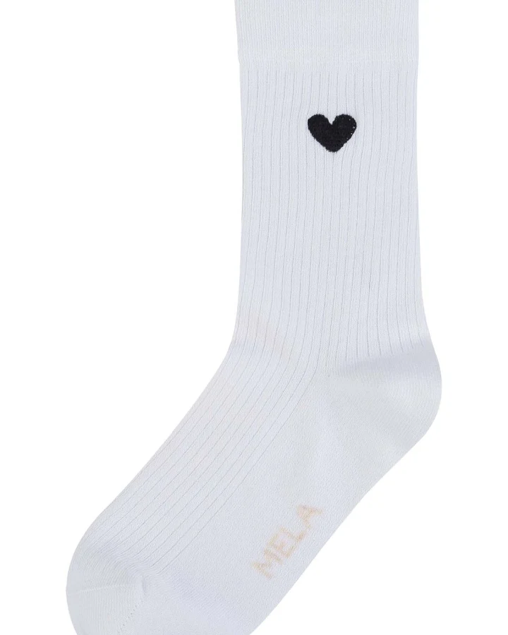 Produktseite: Gerippte Socken Stickerei 1er Pack Weiß / Schwarzes Herz 35-38
