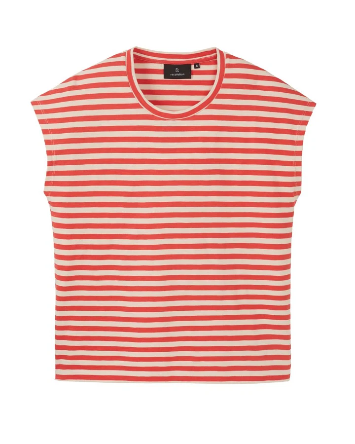 Women T-Shirt Zinnia Stripes Mars Red S