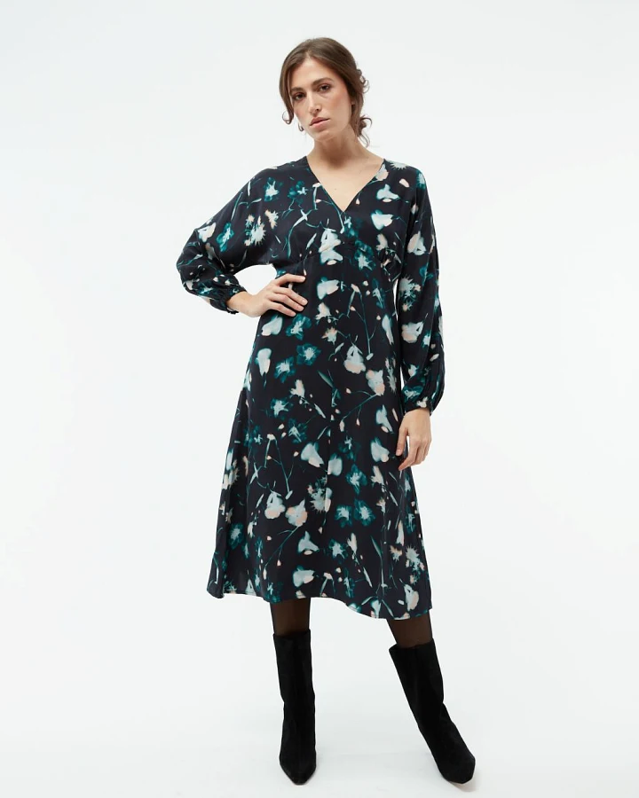 Anissa Black / Dark Teal (Flowers) S