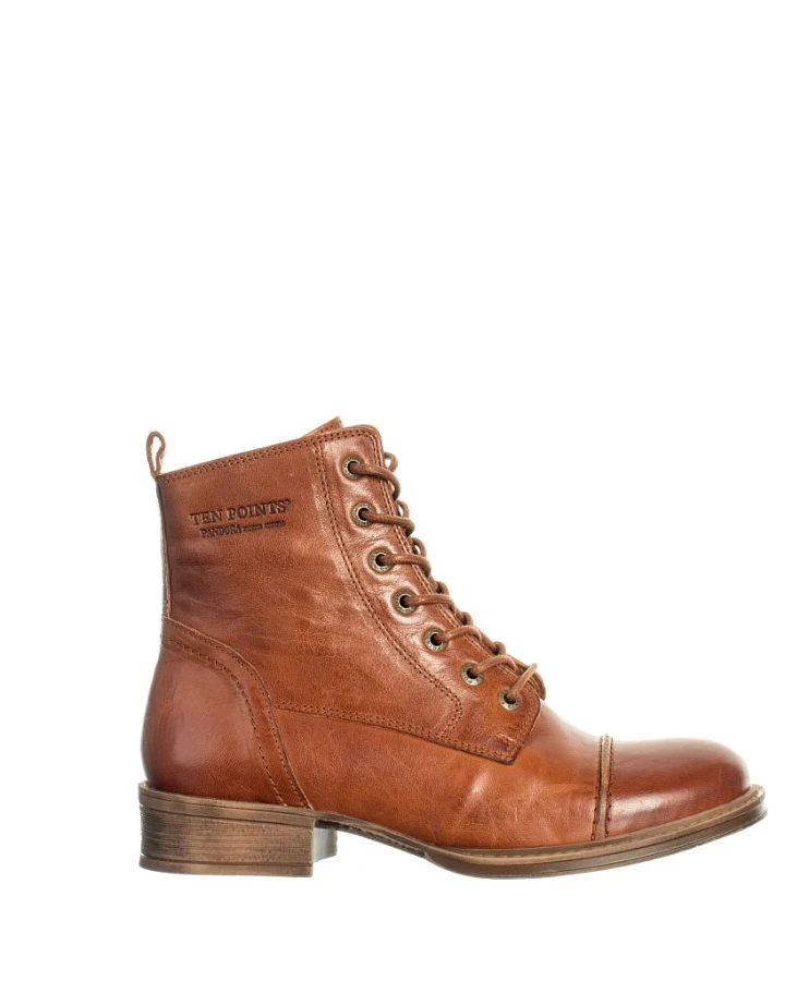 Pandora - Schnürstiefel Zipper Cognac 38