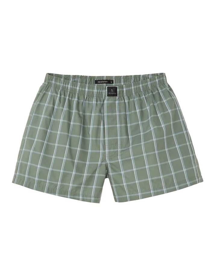 Amargo Check Boxershorts - Bio-Baumwolle Khaki XL