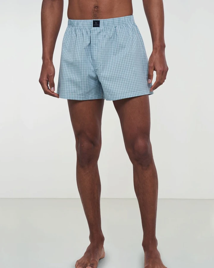 Amargo Check Boxershorts - Bio-Baumwolle Mineral Blue S