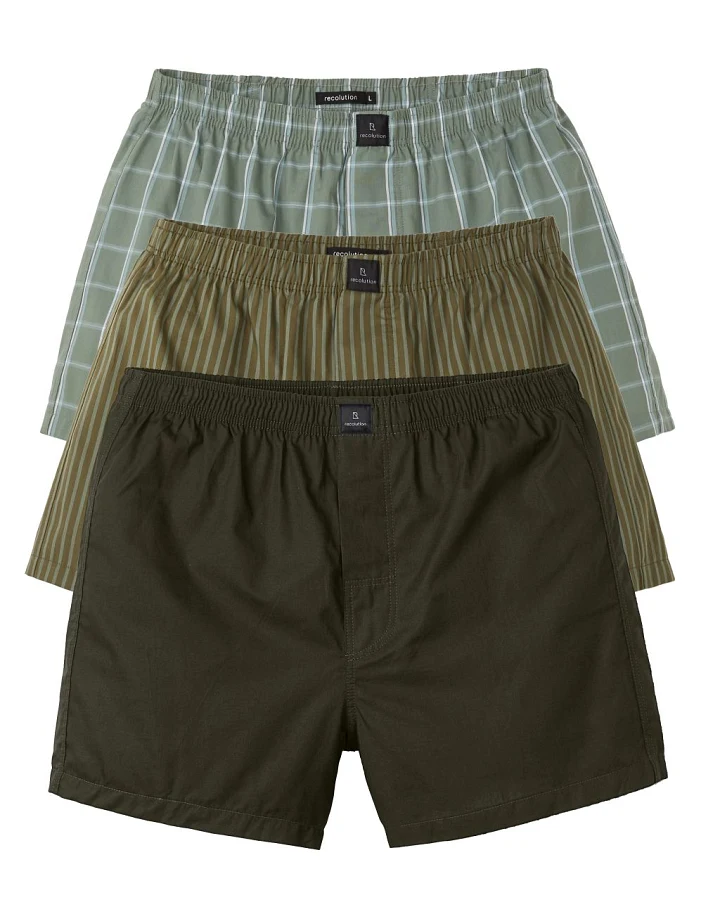 3-Pack Amargo Boxershorts-Set - Bio-Baumwolle Olive S
