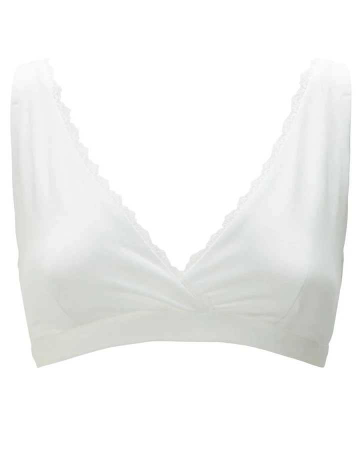 Lace Trim Triangle Bra - Gots - Eco White 8
