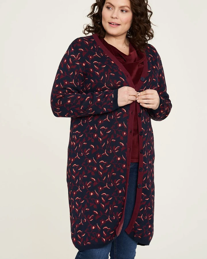 Jacquard-Strickjacke Navy XS